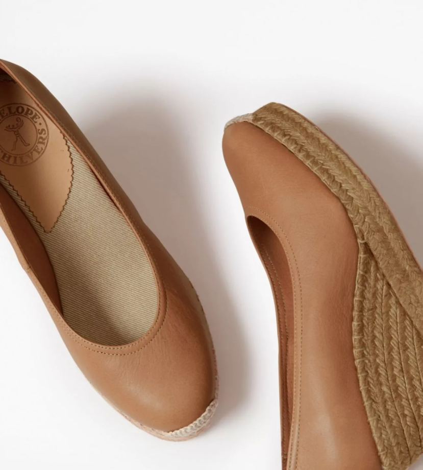 Penelope Chilvers Scoop Leather Espadrille - Tan