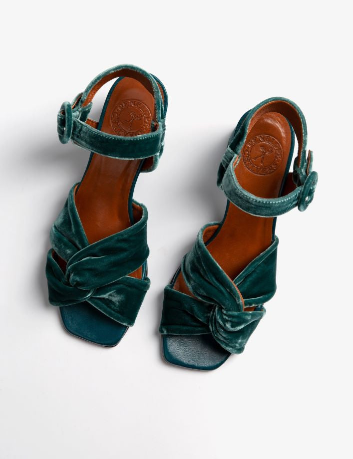 Penelope Chilvers Infinity Velvet Sandal - Seafoam