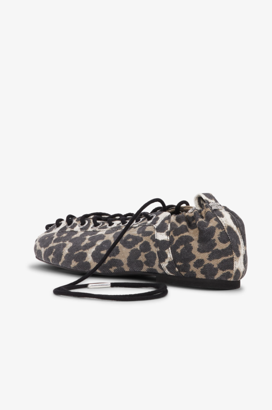 Ganni Denim Laceup Ballerina - Leopard