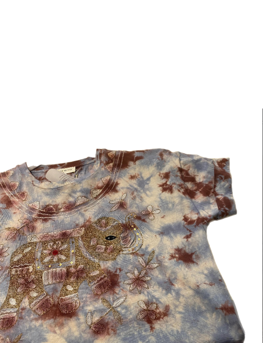 Embroidered Elephant Tie-Dye T-Shirt