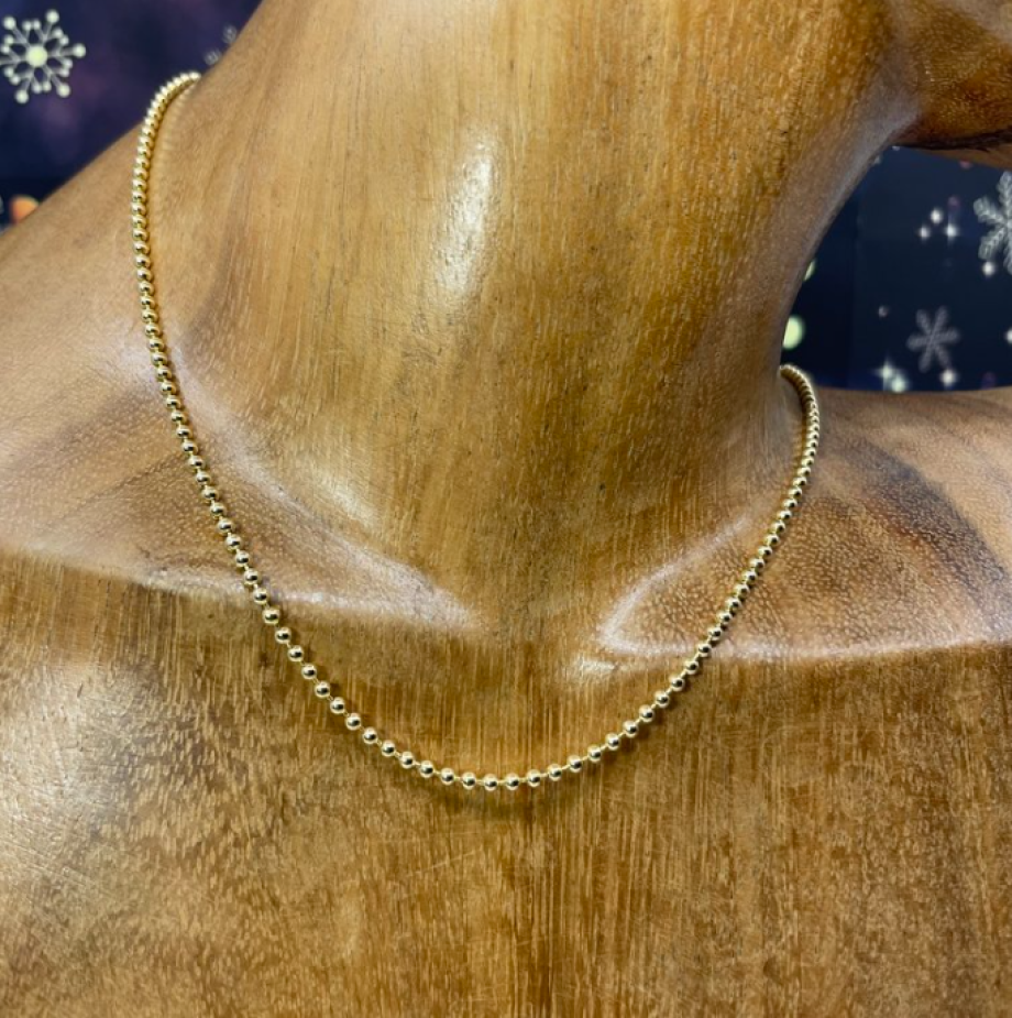 Chammomile 14K Solid Gold Ball Chain 16"/18" - Yellow Gold