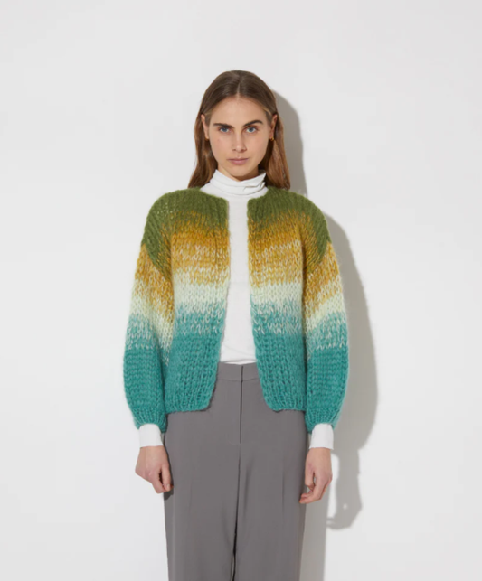 Maiami Gradient Fade Bomber Cardigan - Soft Fall