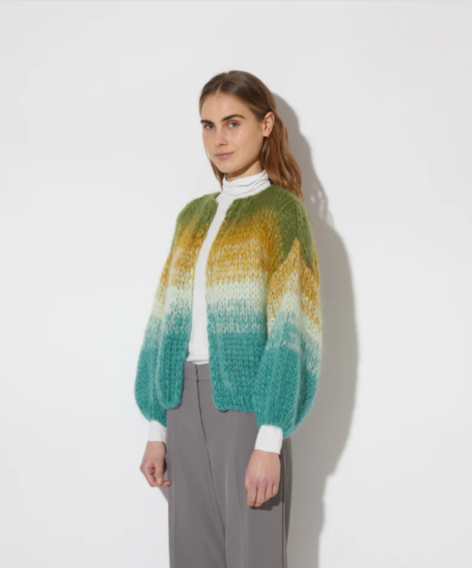 Maiami Gradient Fade Bomber Cardigan - Soft Fall