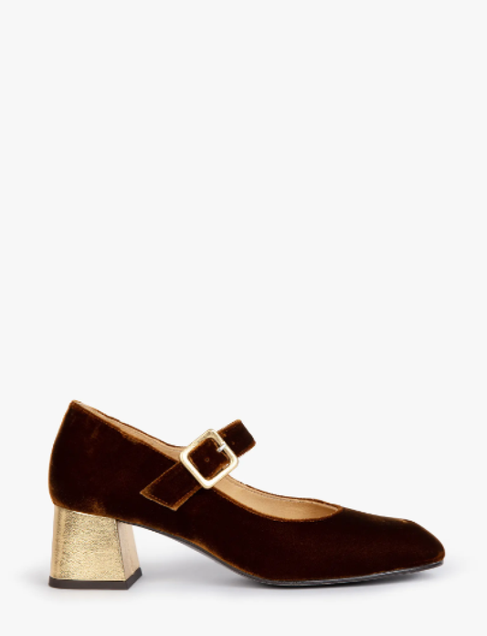 Penelope Chilvers Mid-Heel Mary Jane - Honey/Gold