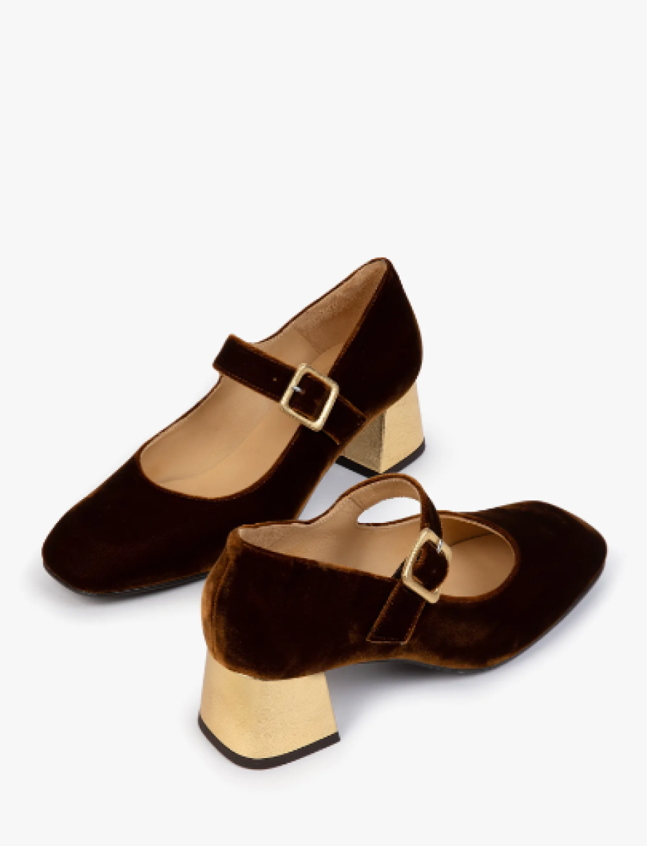 Penelope Chilvers Mid-Heel Mary Jane - Honey/Gold