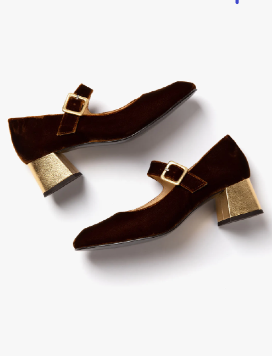 Penelope Chilvers Mid-Heel Mary Jane - Honey/Gold