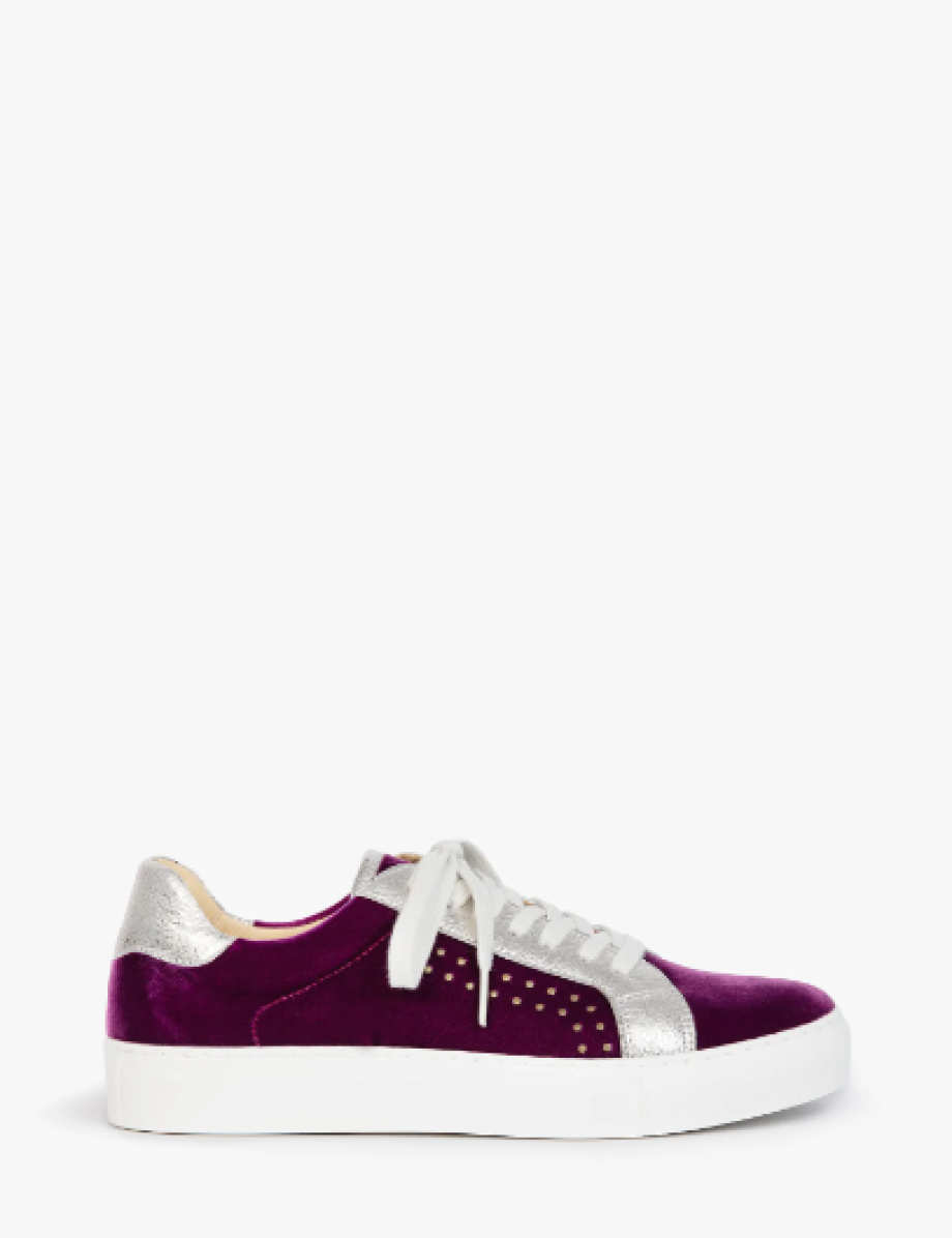 Penelope Chilvers Paradise Velvet Trainers - Bouganvillea Silver