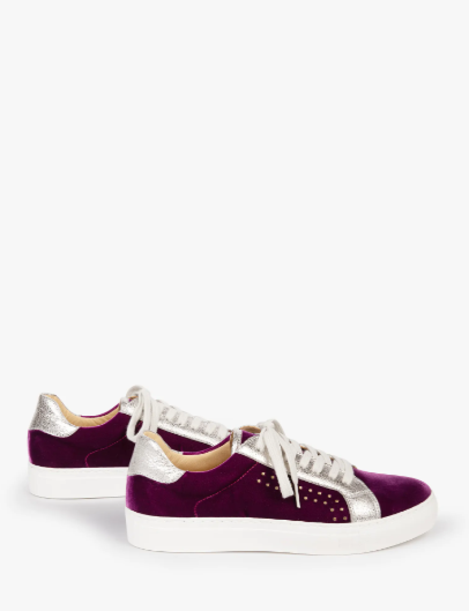 Penelope Chilvers Paradise Velvet Trainers - Bouganvillea Silver