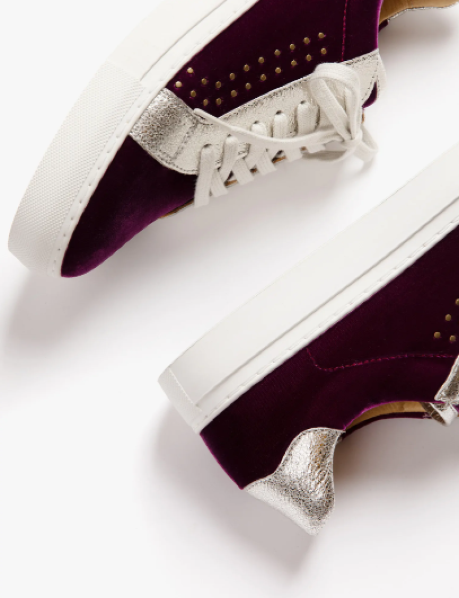 Penelope Chilvers Paradise Velvet Trainers - Bouganvillea Silver