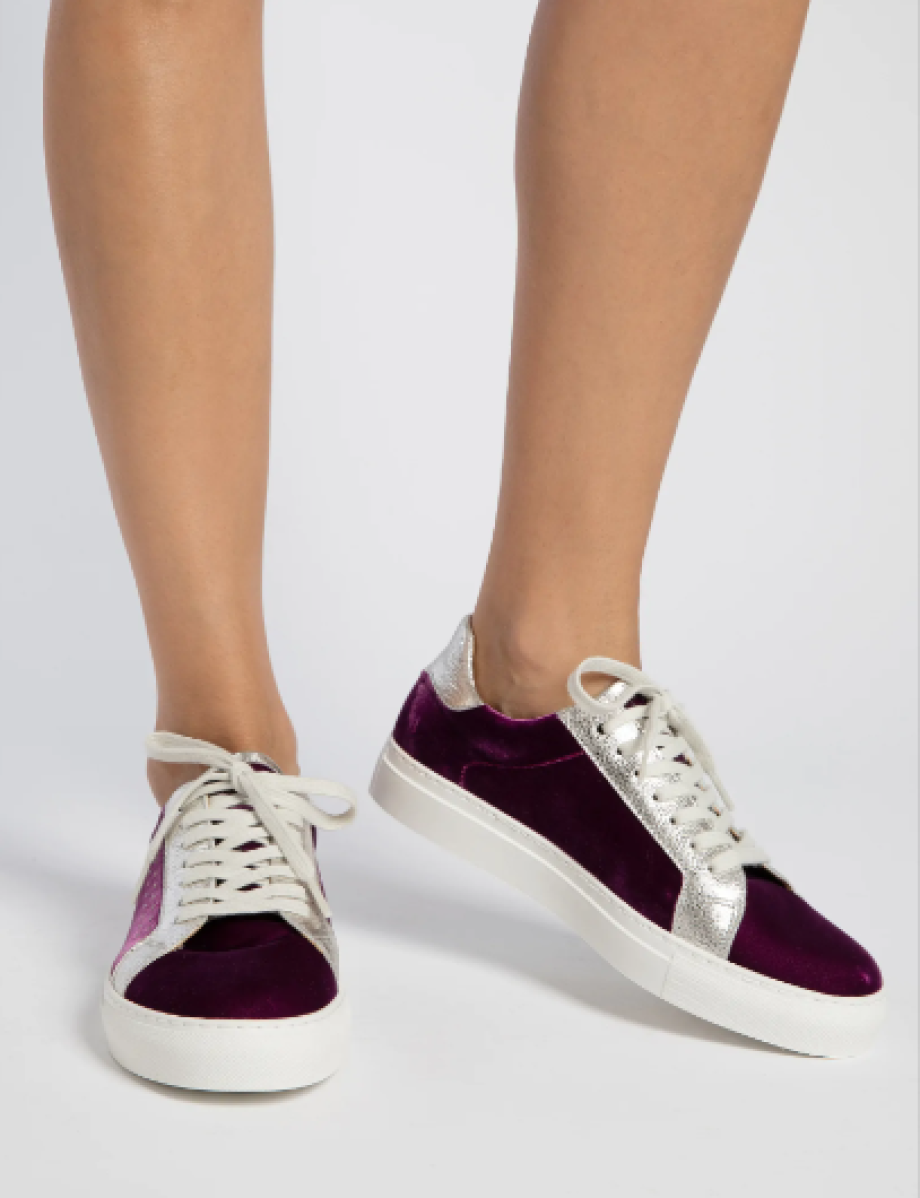 Penelope Chilvers Paradise Velvet Trainers - Bouganvillea Silver