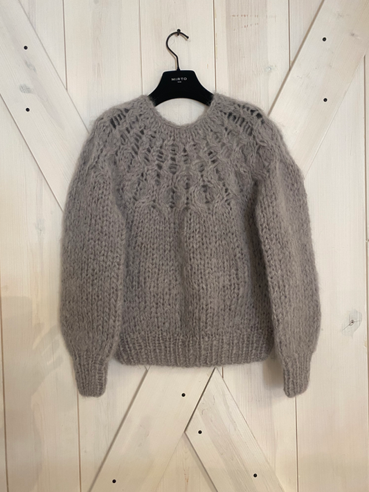 Maiami Mohair Honeycomb Pleated Pullover - Concrete