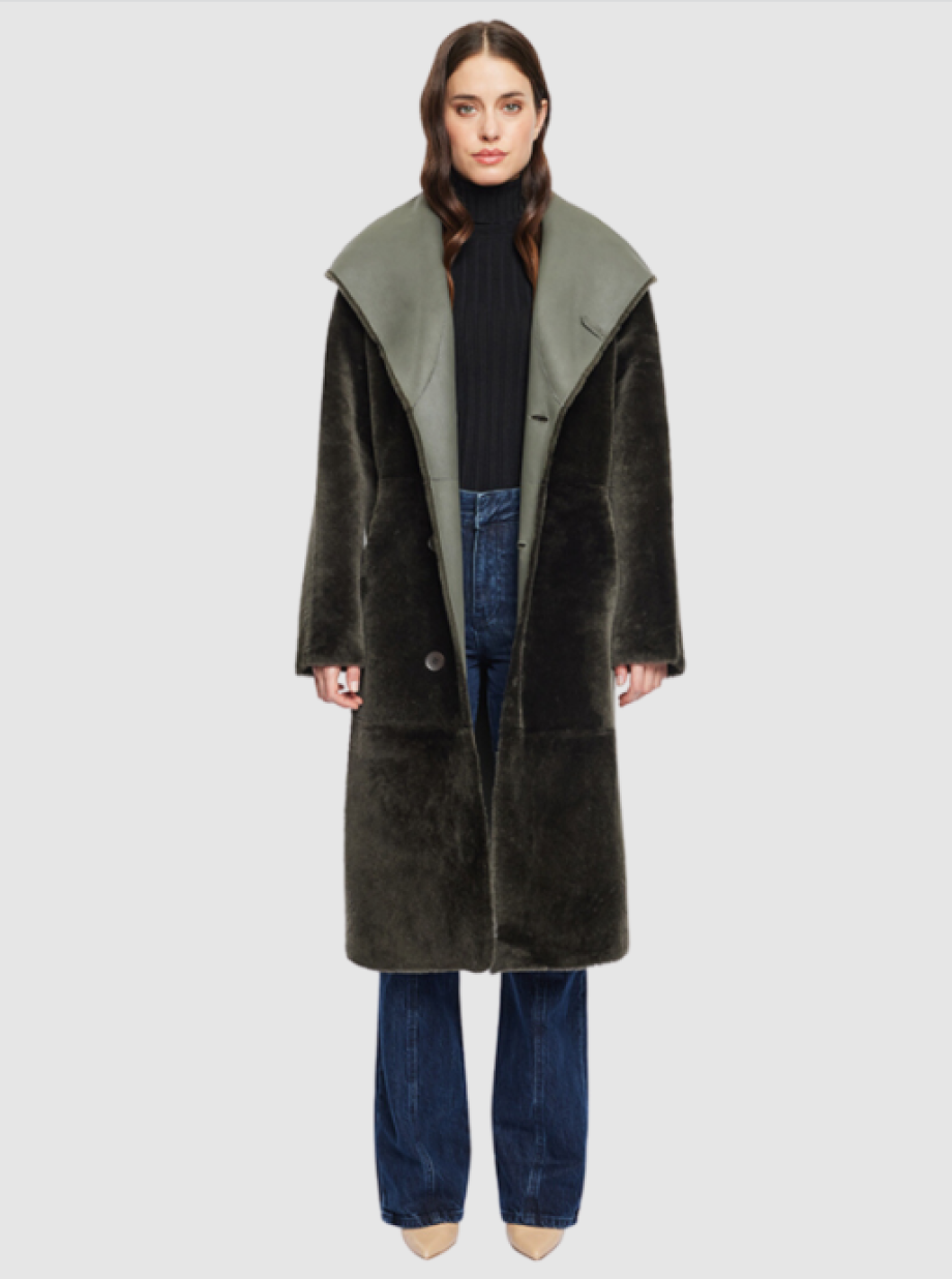 HiSO Ever Reversible Shearling Coat - Khaki