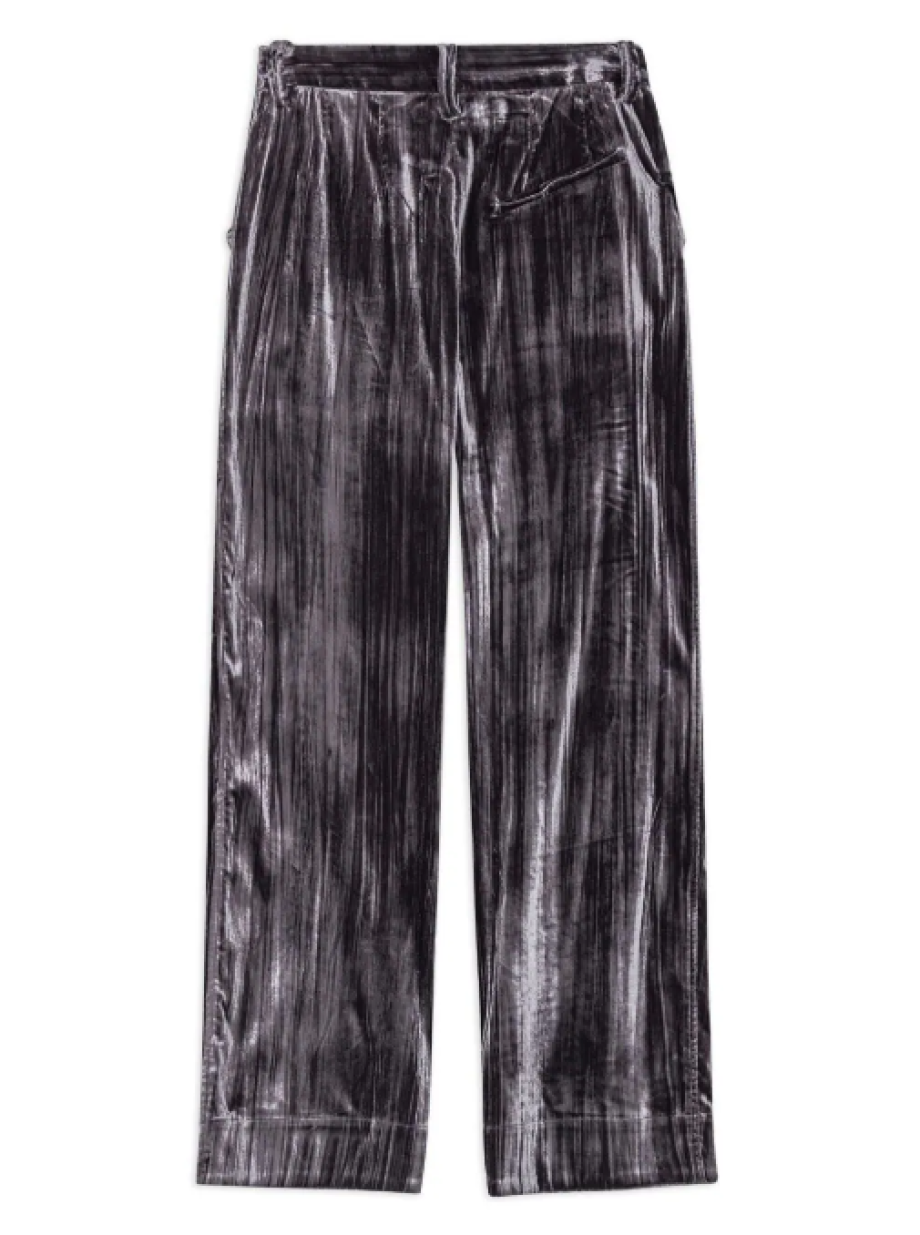 Ganni  Velvet Stripe Relaxed Pleated Pants - Phantom