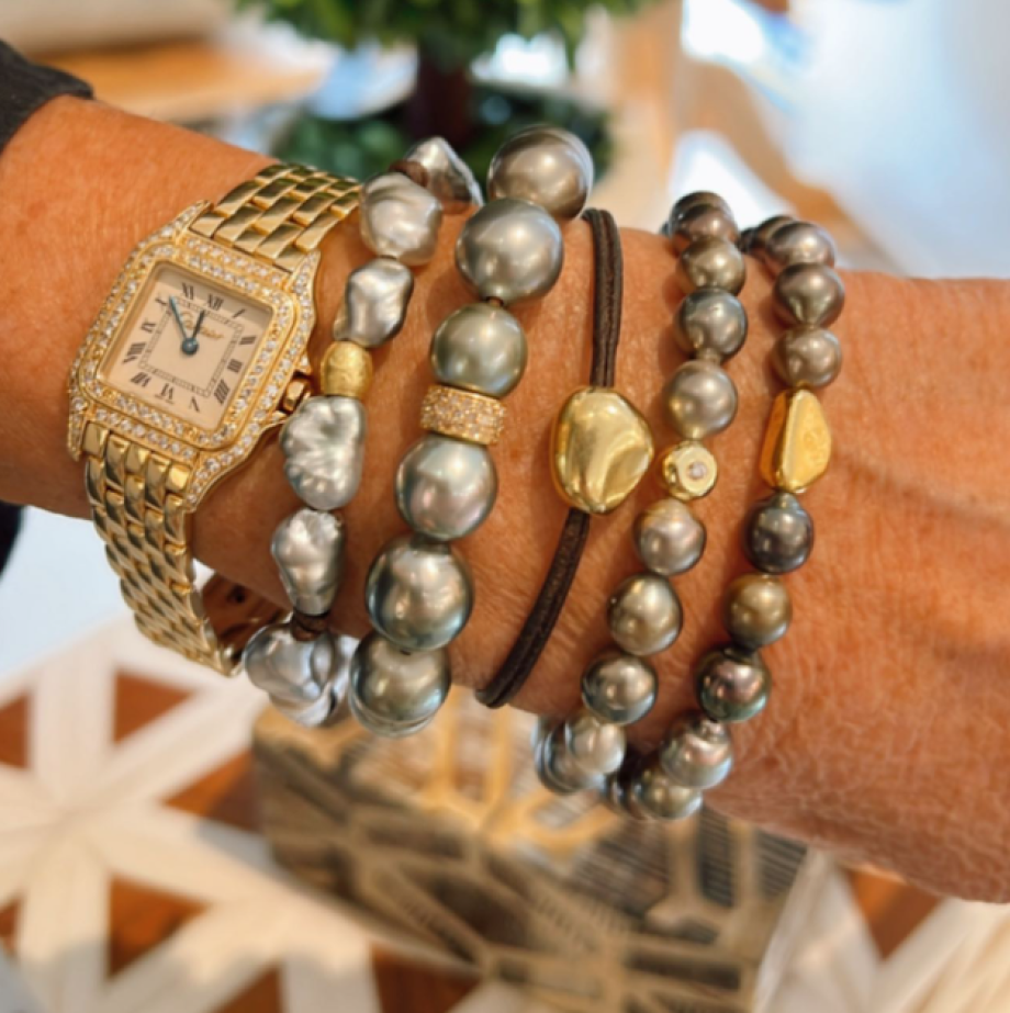 Tahitian Pearl Bracelet w/18K Gold Bead