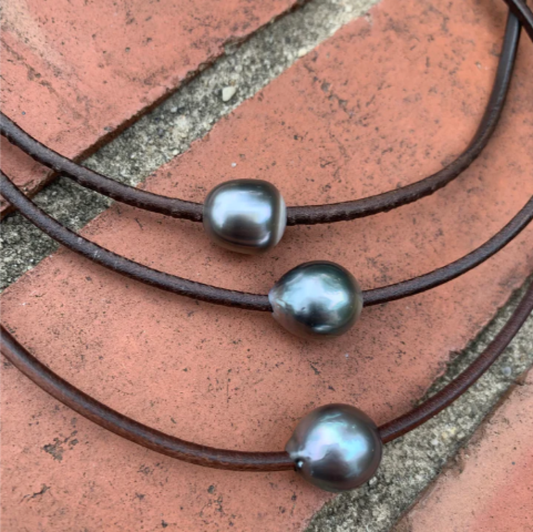 Single Tahitian Pearl Choker - 15"/16"