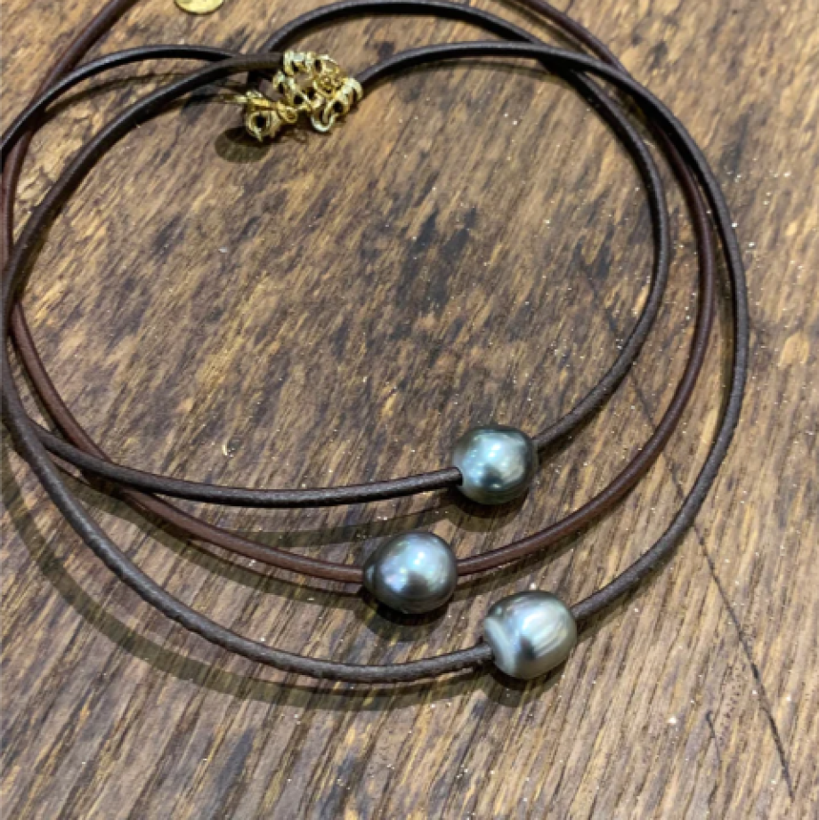 Single Tahitian Pearl Choker - 15"/16"