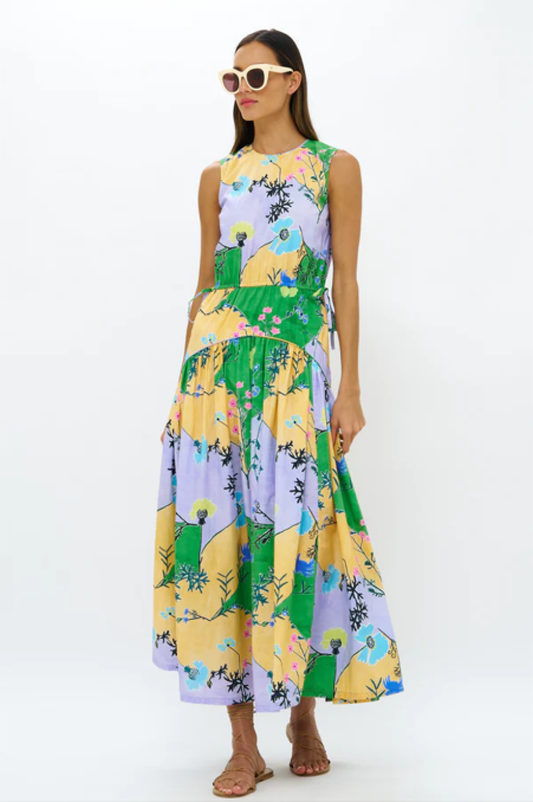 Oliphant Sleeveless Piped Maxi - Stockholm Green