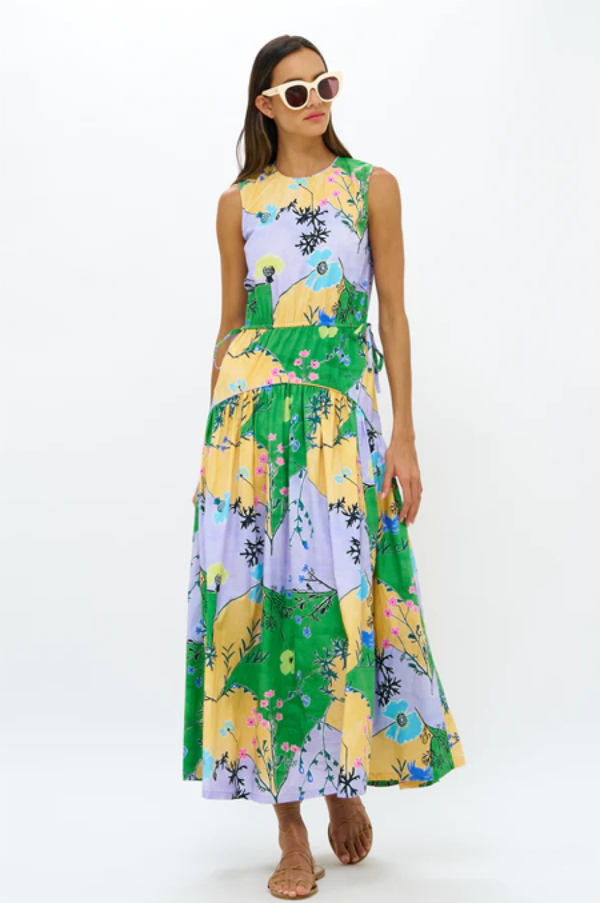 Oliphant Sleeveless Piped Maxi - Stockholm Green