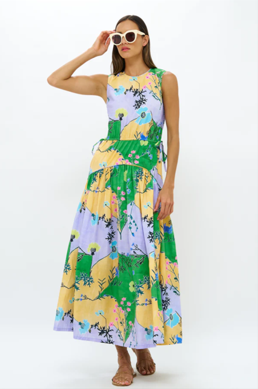 Oliphant Sleeveless Piped Maxi - Stockholm Green