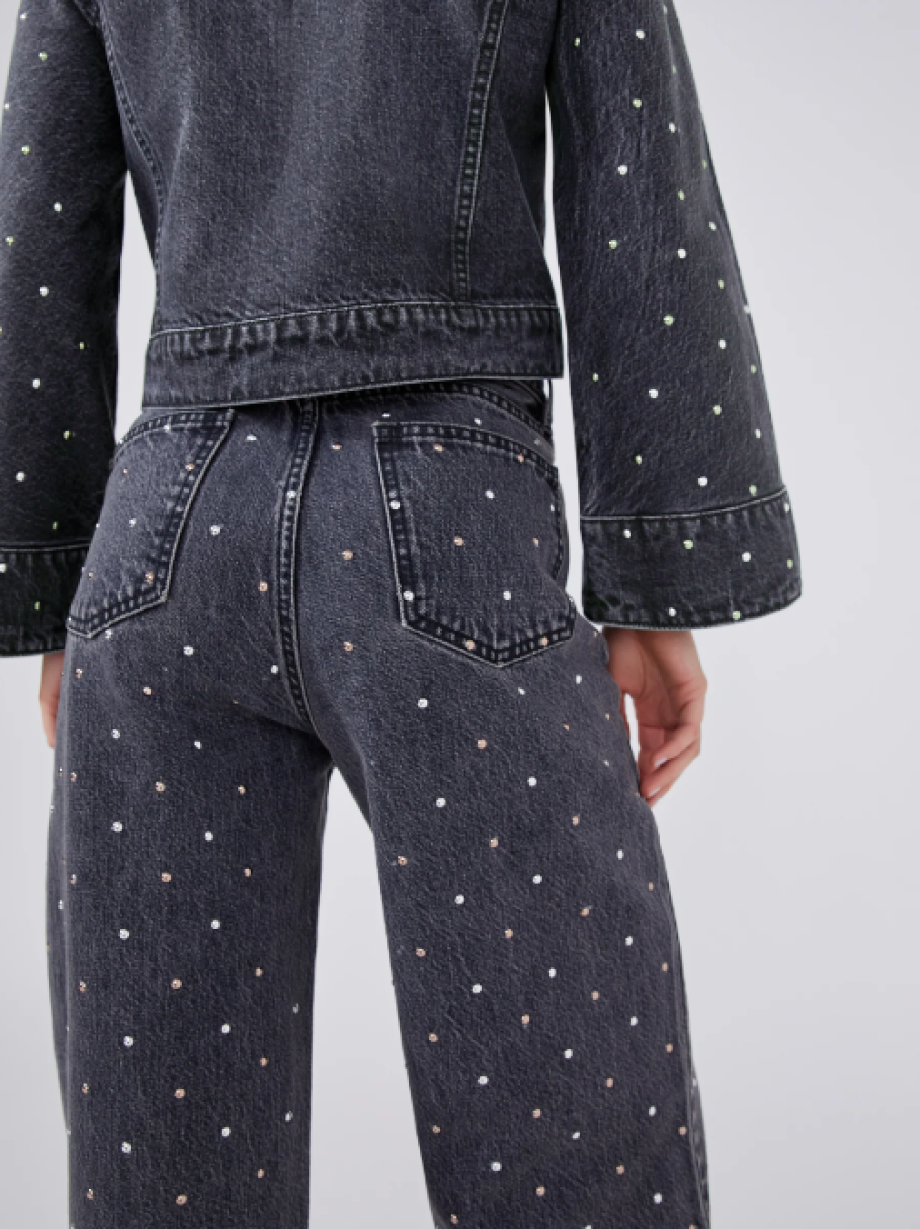 Hayley Menzies Studded Boyfriend Jeans - Acid Wash Black