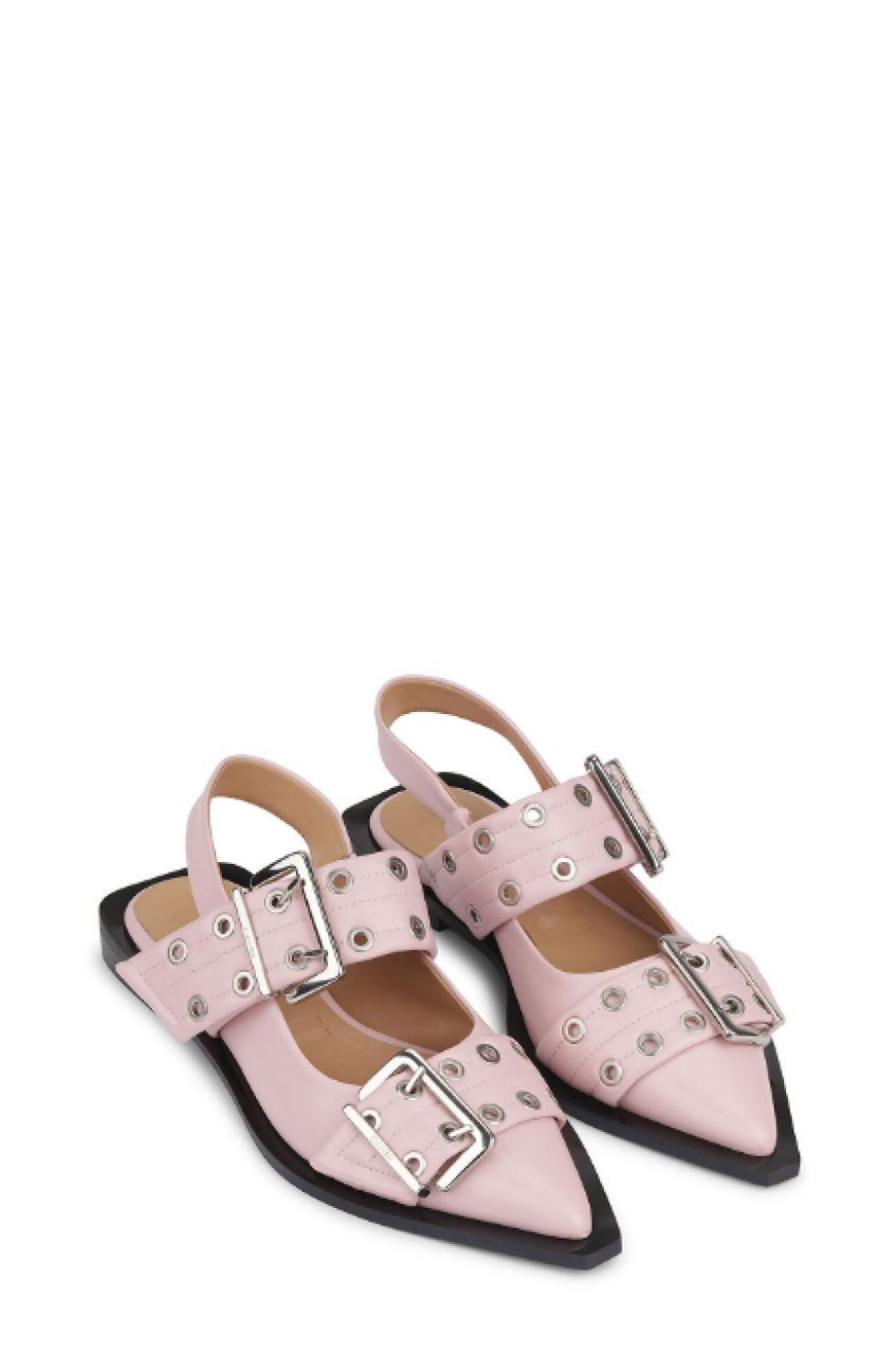 Ganni Feminine Buckle Ballerina - Chalk Pink