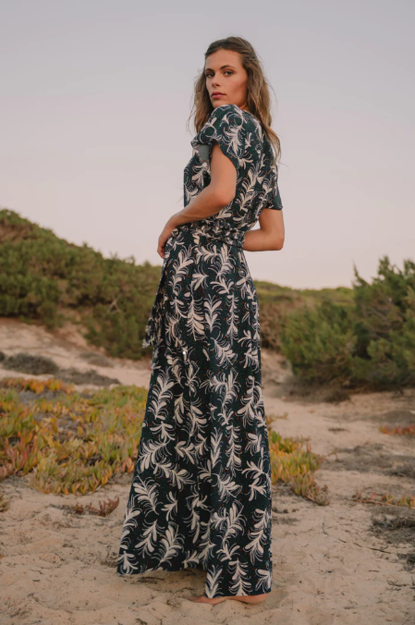 Soler London Gia Cut-Out Maxi Dress - Leaf Indigo