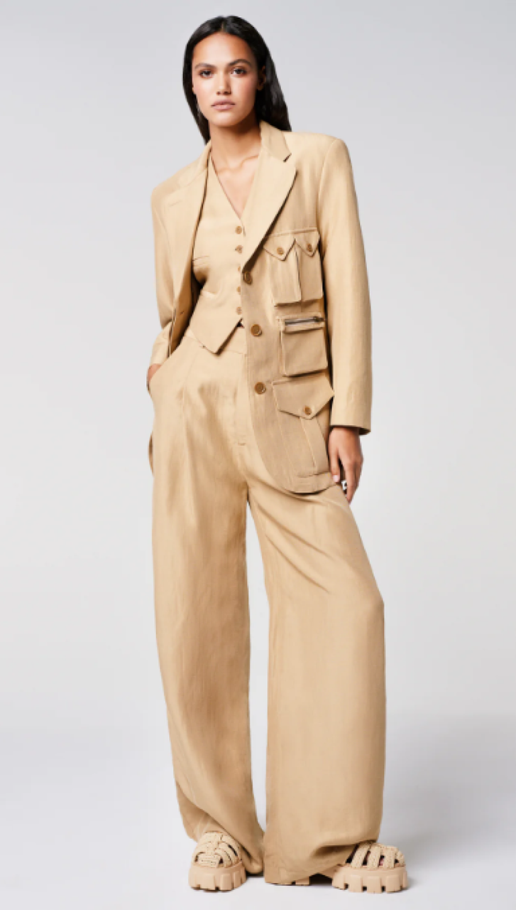 Smythe Pleated Trouser - Khaki