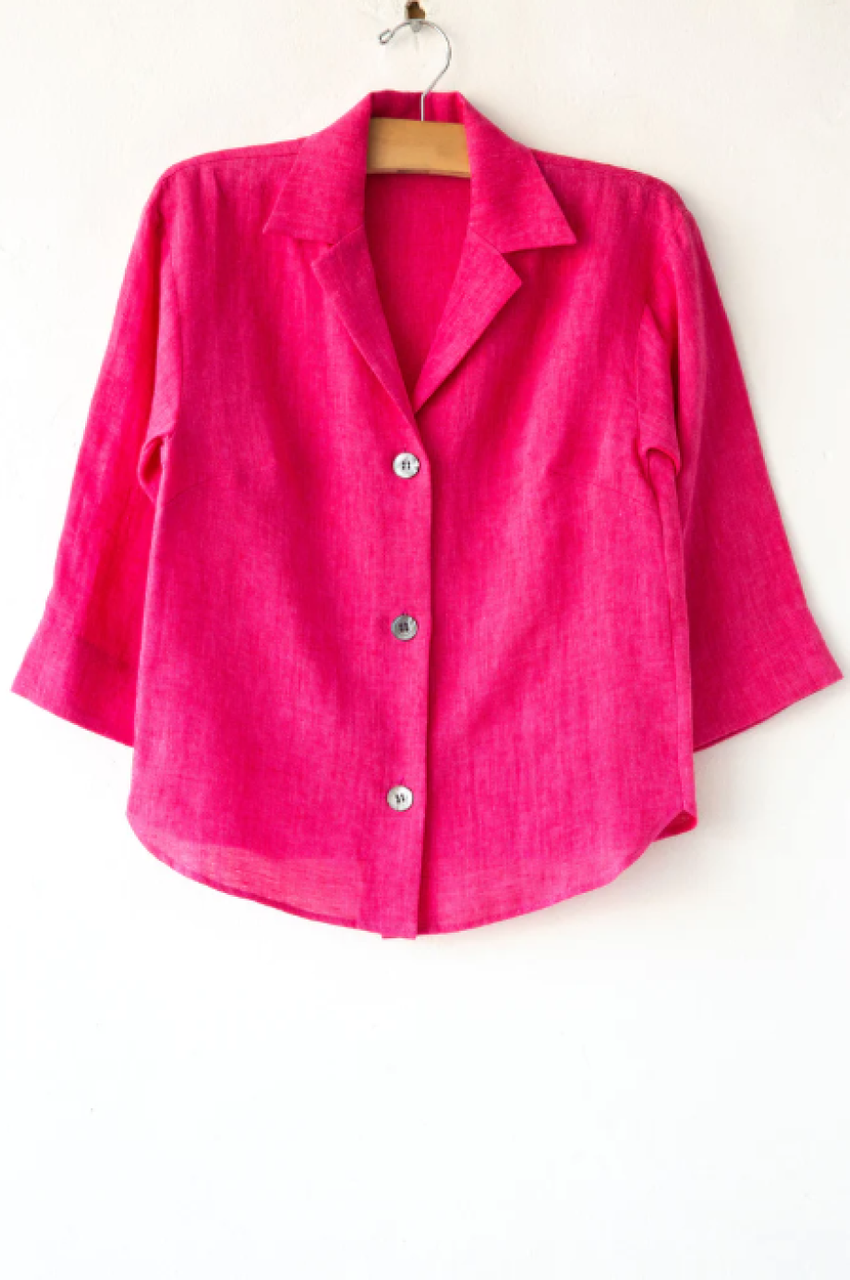 Lost & Found Linen Shirt Jacket - Fuxia