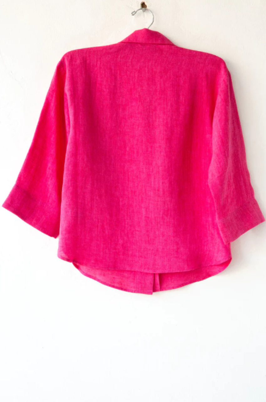 Lost & Found Linen Shirt Jacket - Fuxia