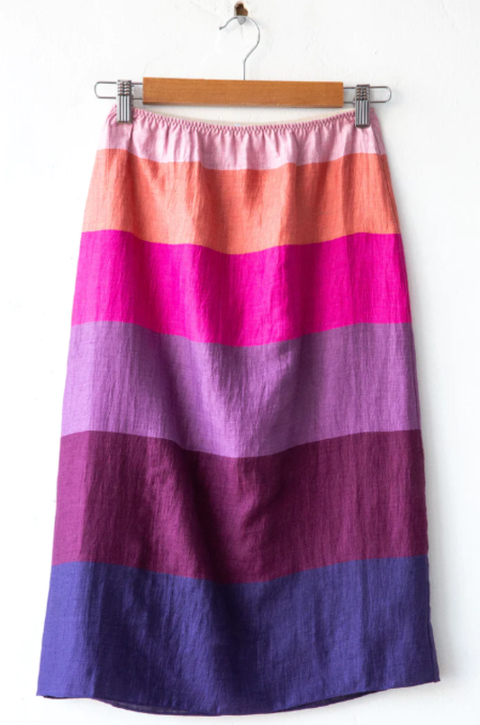 Lost & Found Wide Stripe Skirt - Fuxia