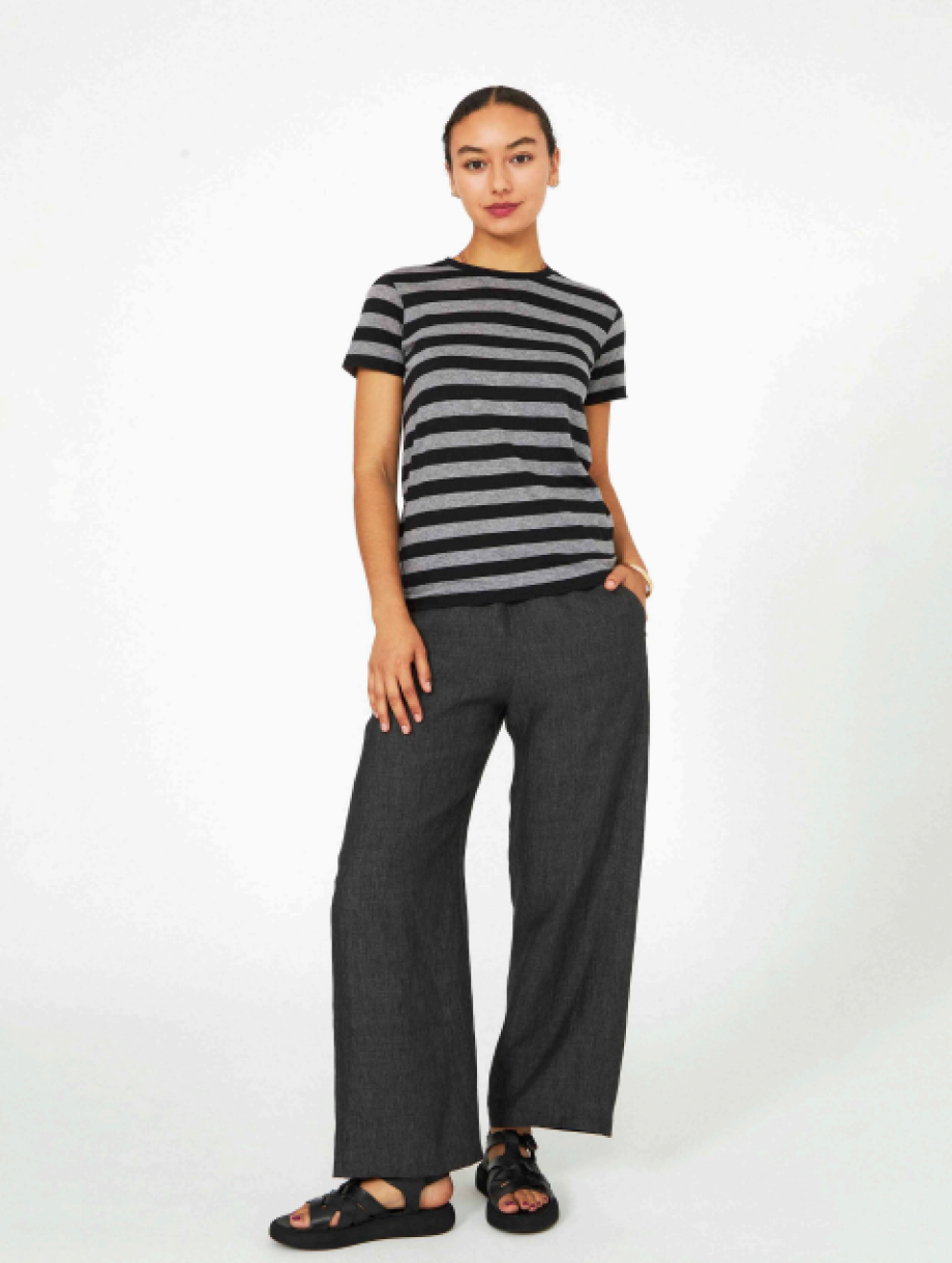 Lost & Found Wide Leg Linen Pant - Charcoal