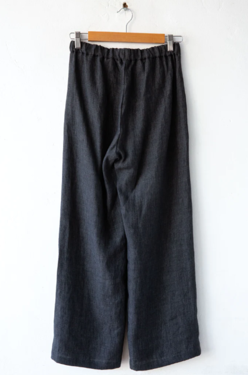 Lost & Found Wide Leg Linen Pant - Charcoal