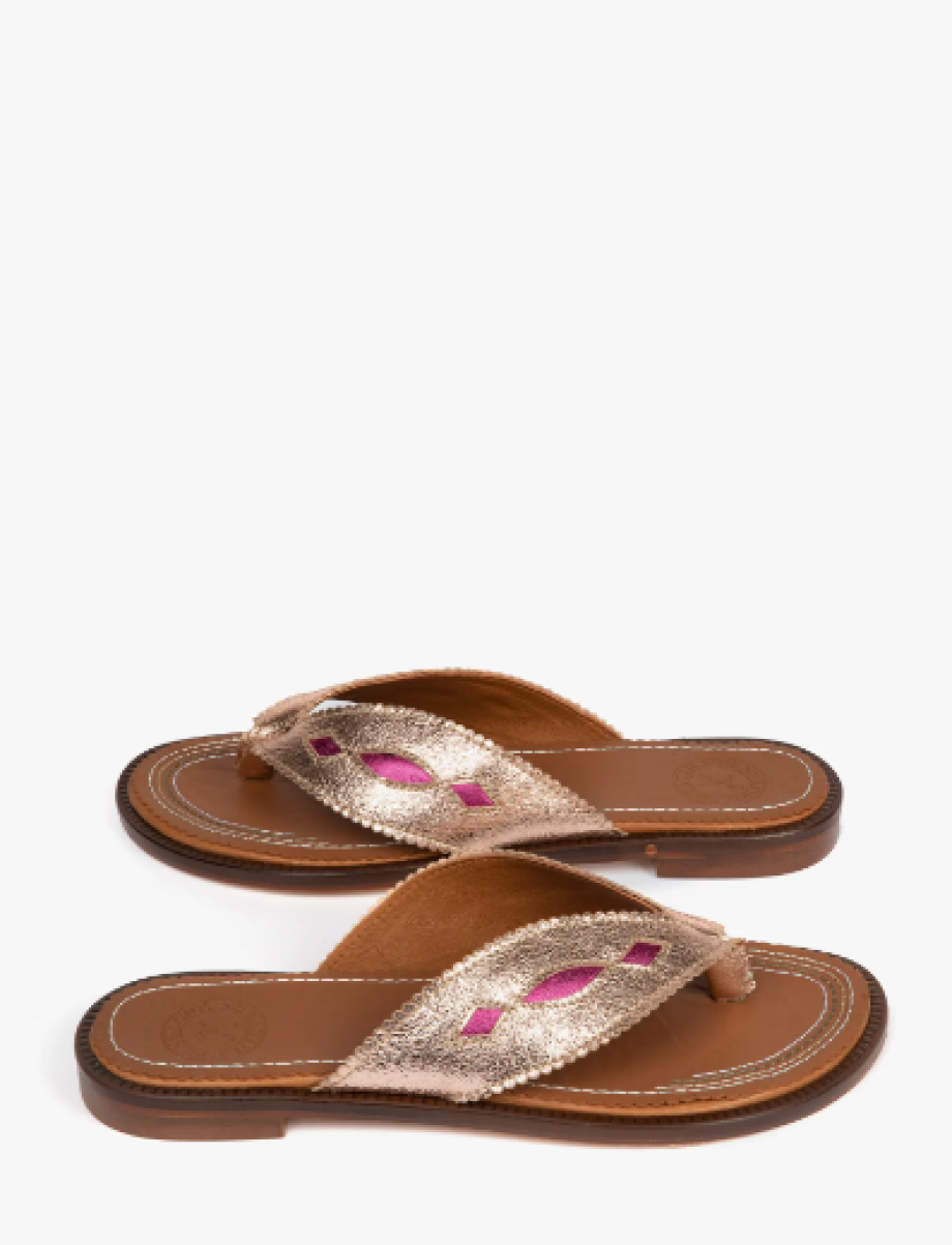 Penelope Chilvers Tai Metalic Flip Flops - Rose Gold