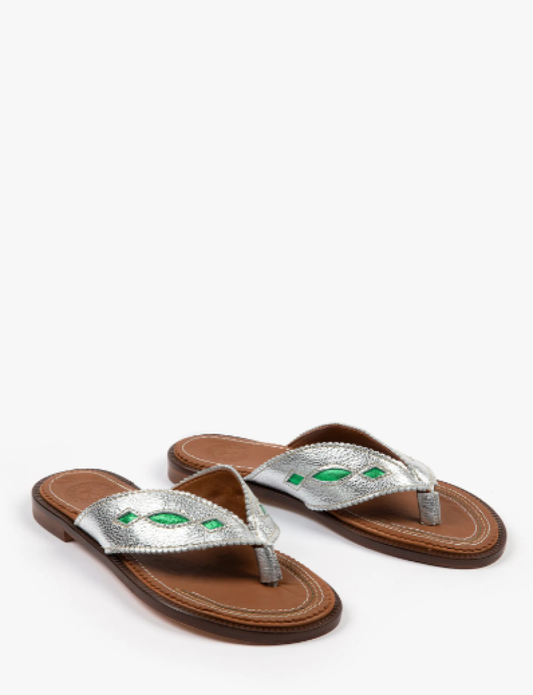 Penelope Chilvers Tai Metalic Flip Flops - Silver