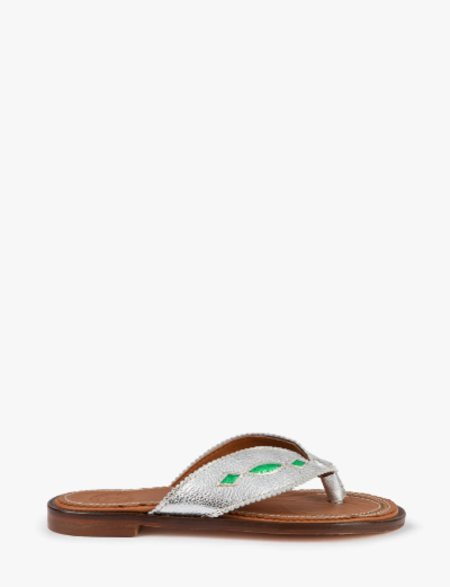 Penelope Chilvers Tai Metalic Flip Flops - Silver