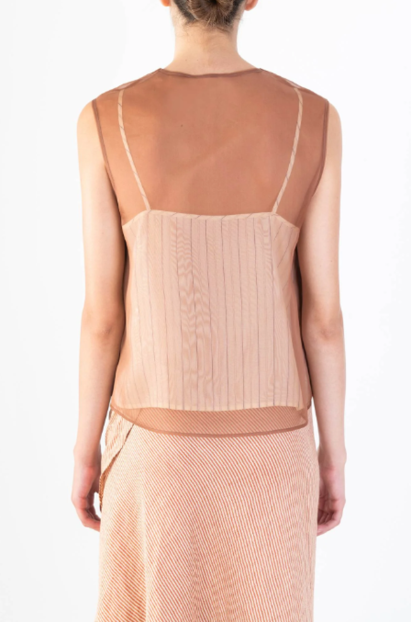 Alysi Tailored Transparent Silk Vest - Mahogany