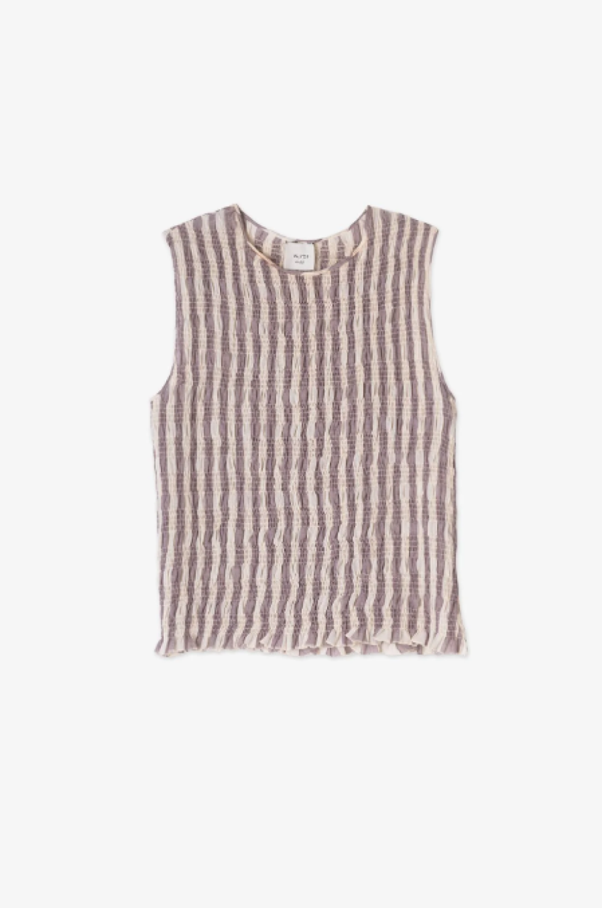 Alysi Smocked Sleeveless Top - Dark Lilac