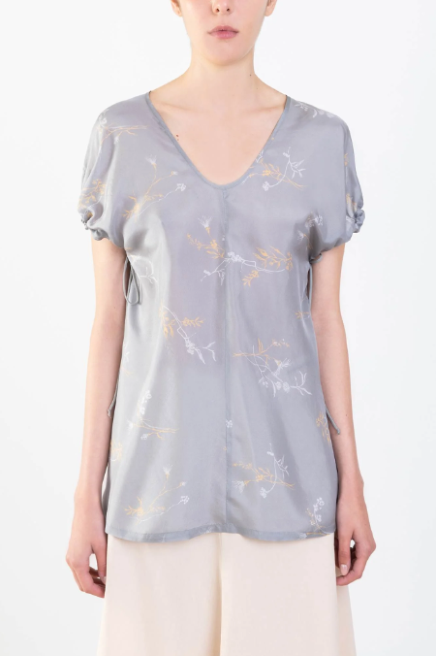 Alysi Bouquet Silk Top - Ash