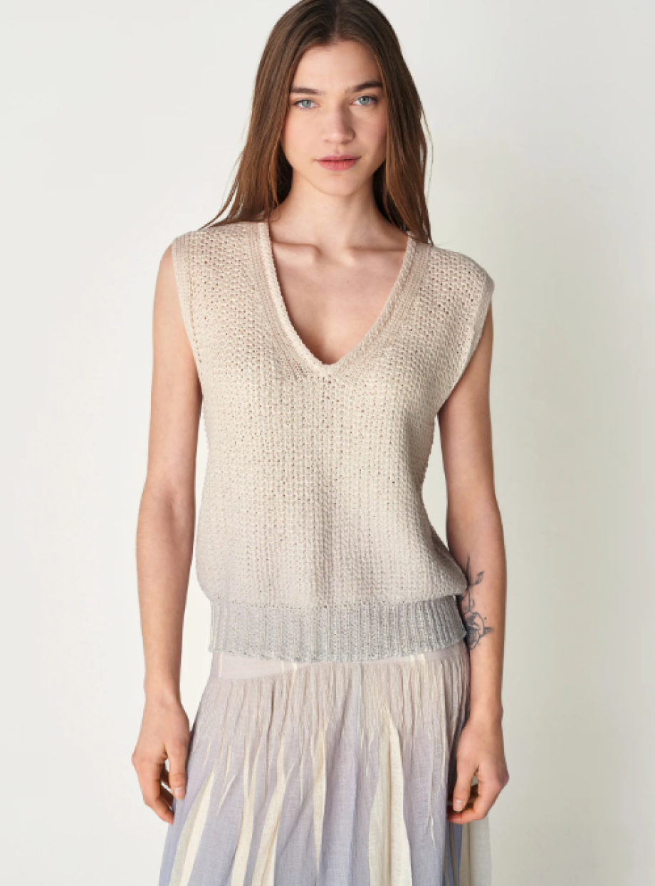 Cotélac Sandy Knit Vest - Jeans/Sand