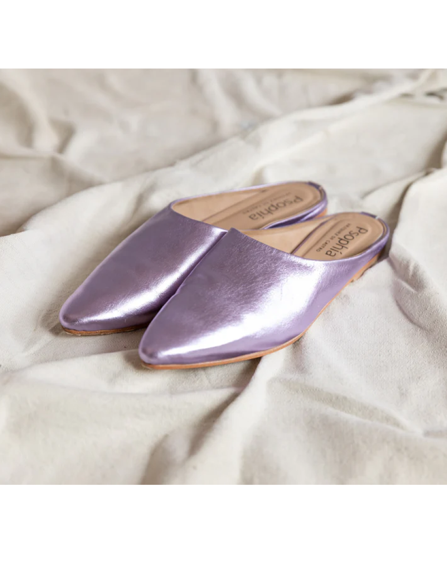 Psophia Leather Slipper - Lilac