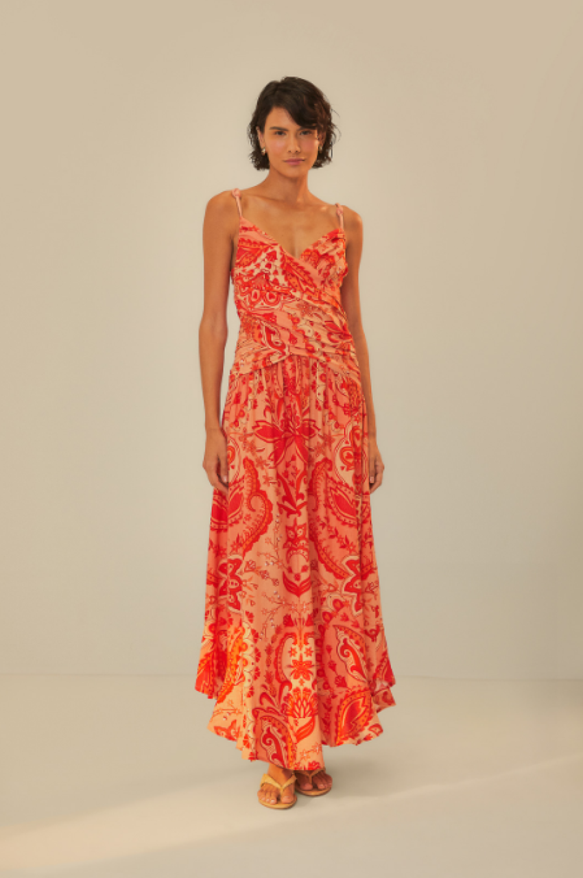 Farm Rio Crossed Over Maxi Dress - Jaipur Red