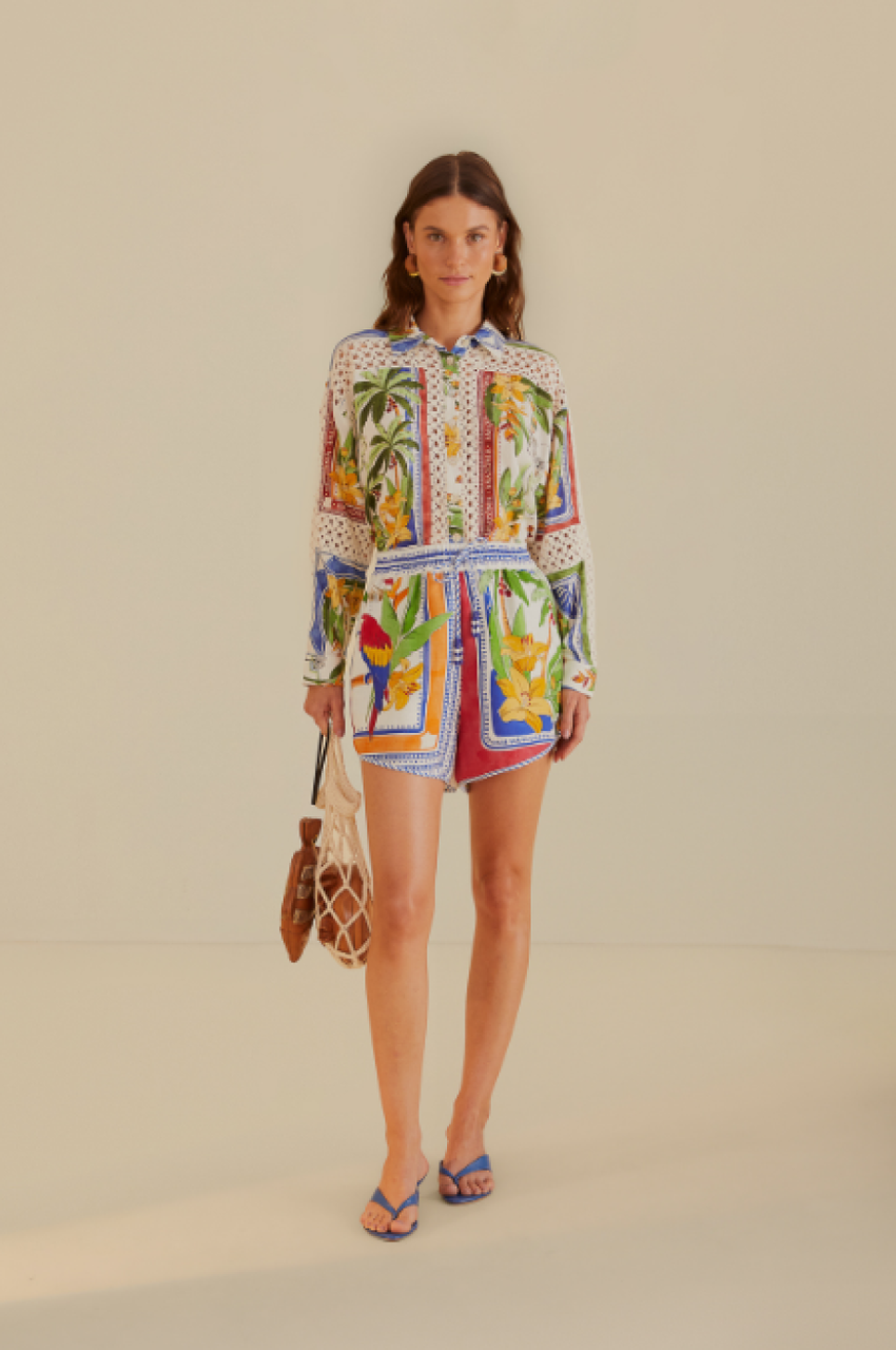 Farm Rio Tropical Destination Shorts - Off White