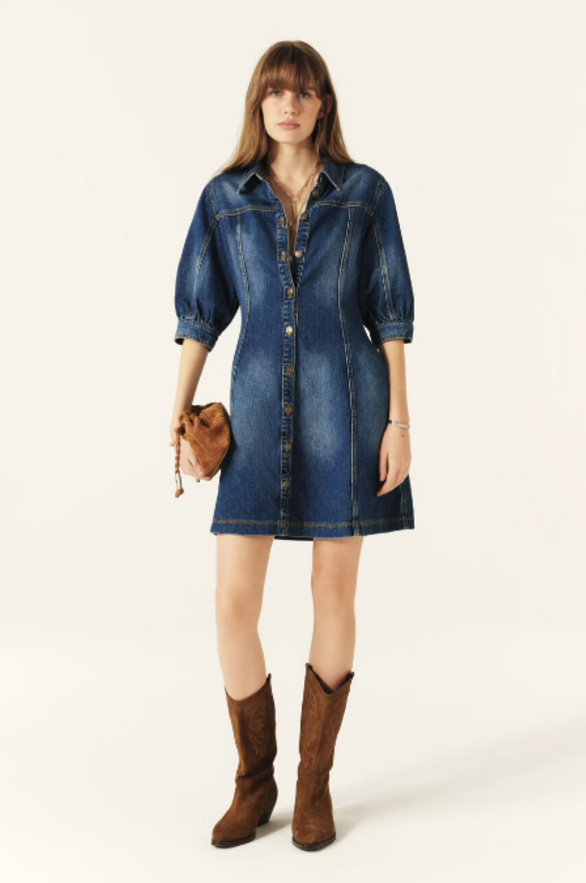 ba&sh Barb Denim Mini Dress - Blue