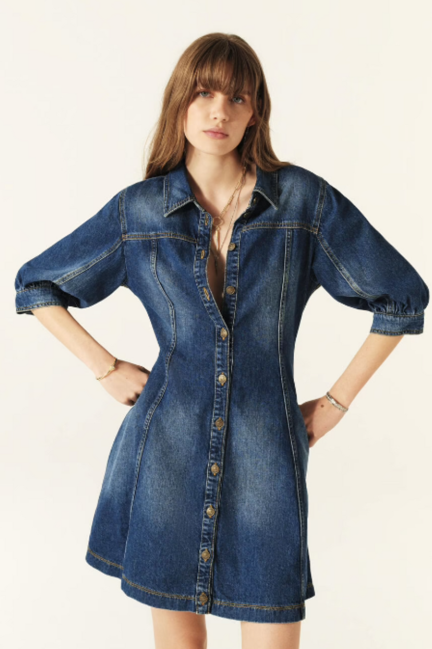 ba&sh Barb Denim Mini Dress - Blue