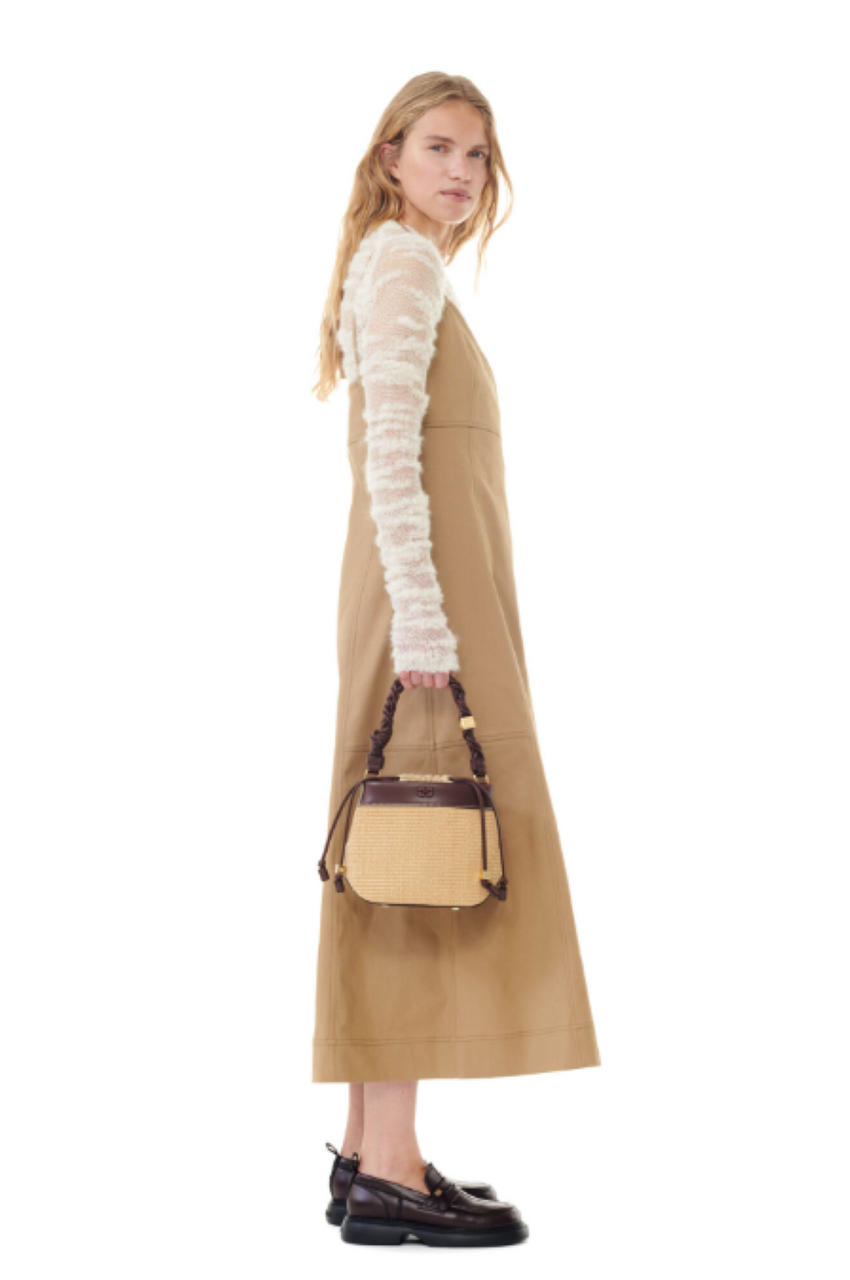 Ganni Bou Bucket Bag Raffia - Nature