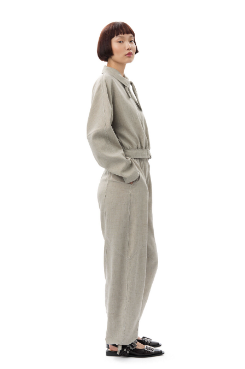 Ganni Light Melange Suiting Elasticated Waist Pants - Grey