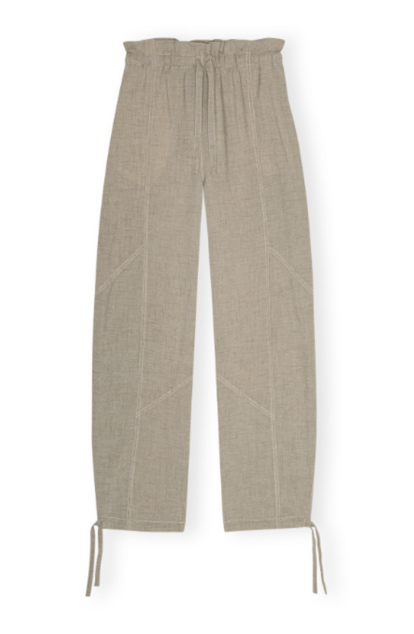 Ganni Light Melange Suiting Elasticated Waist Pants - Grey