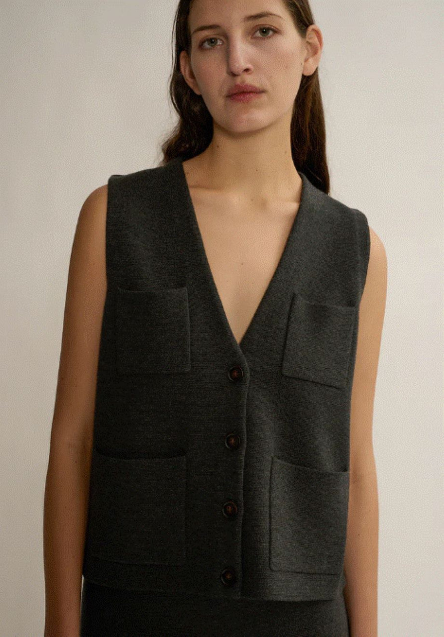 DemyLee Revy Wool Cotton Vest - Charcoal