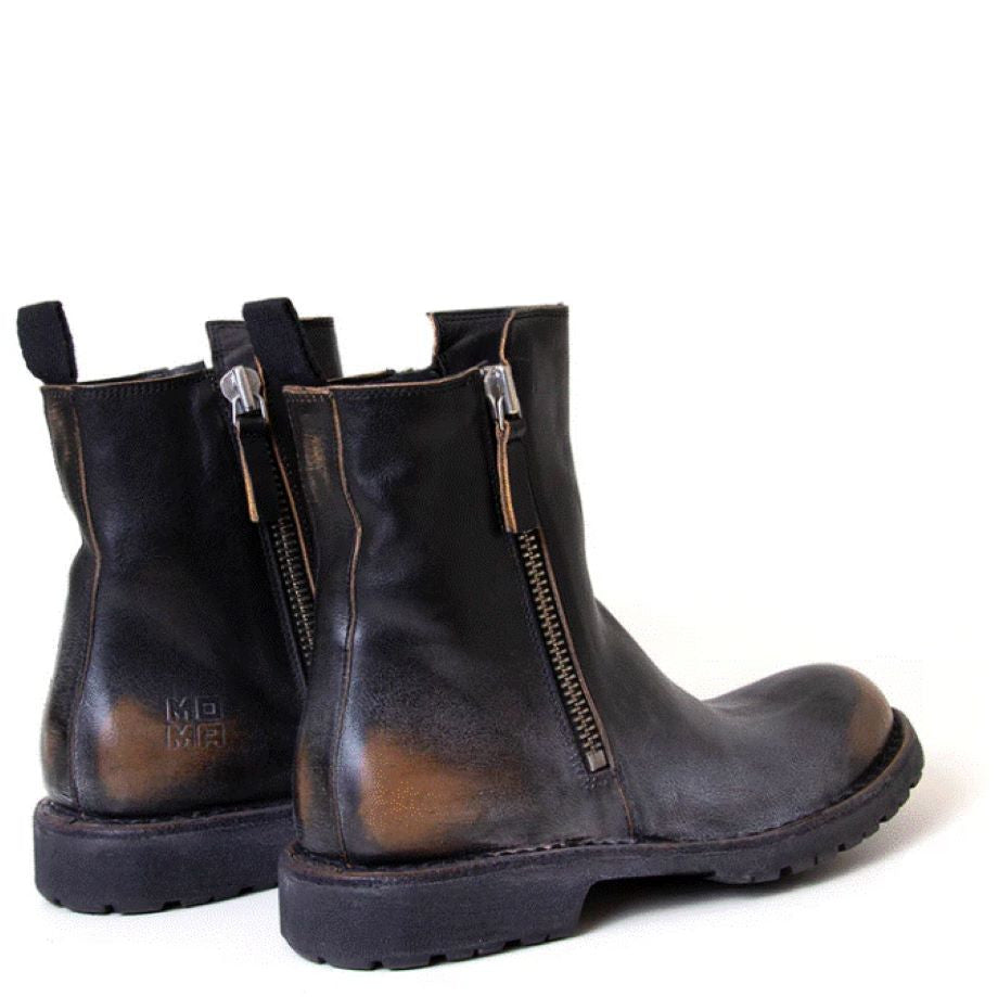 Moma Double Zip Boot - Black/Tan