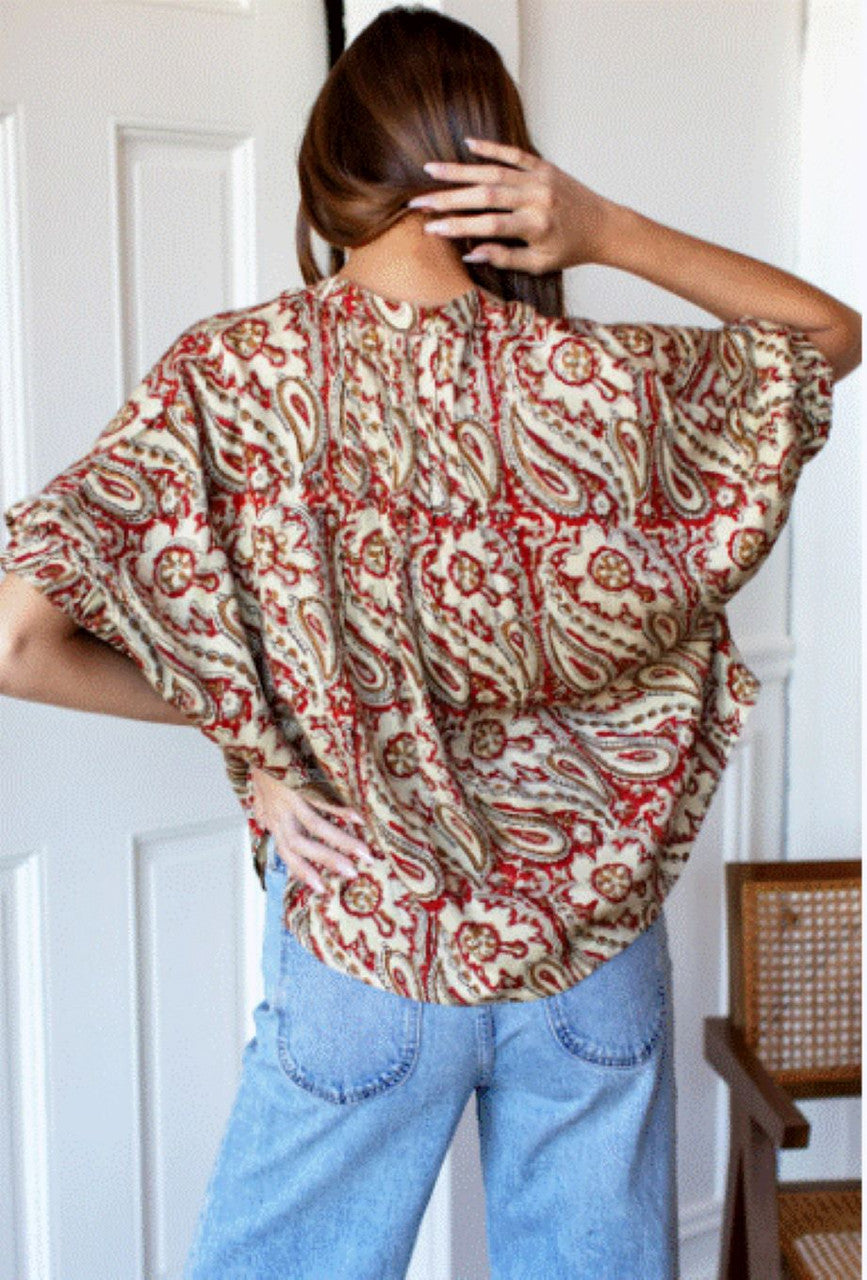 Emerson Fry Mandarin Collar Top - Batik